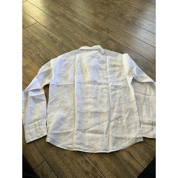 NWT Le Club Men's White Peter Linen Button Down Shirt Size Medium - Picture 6 of 7